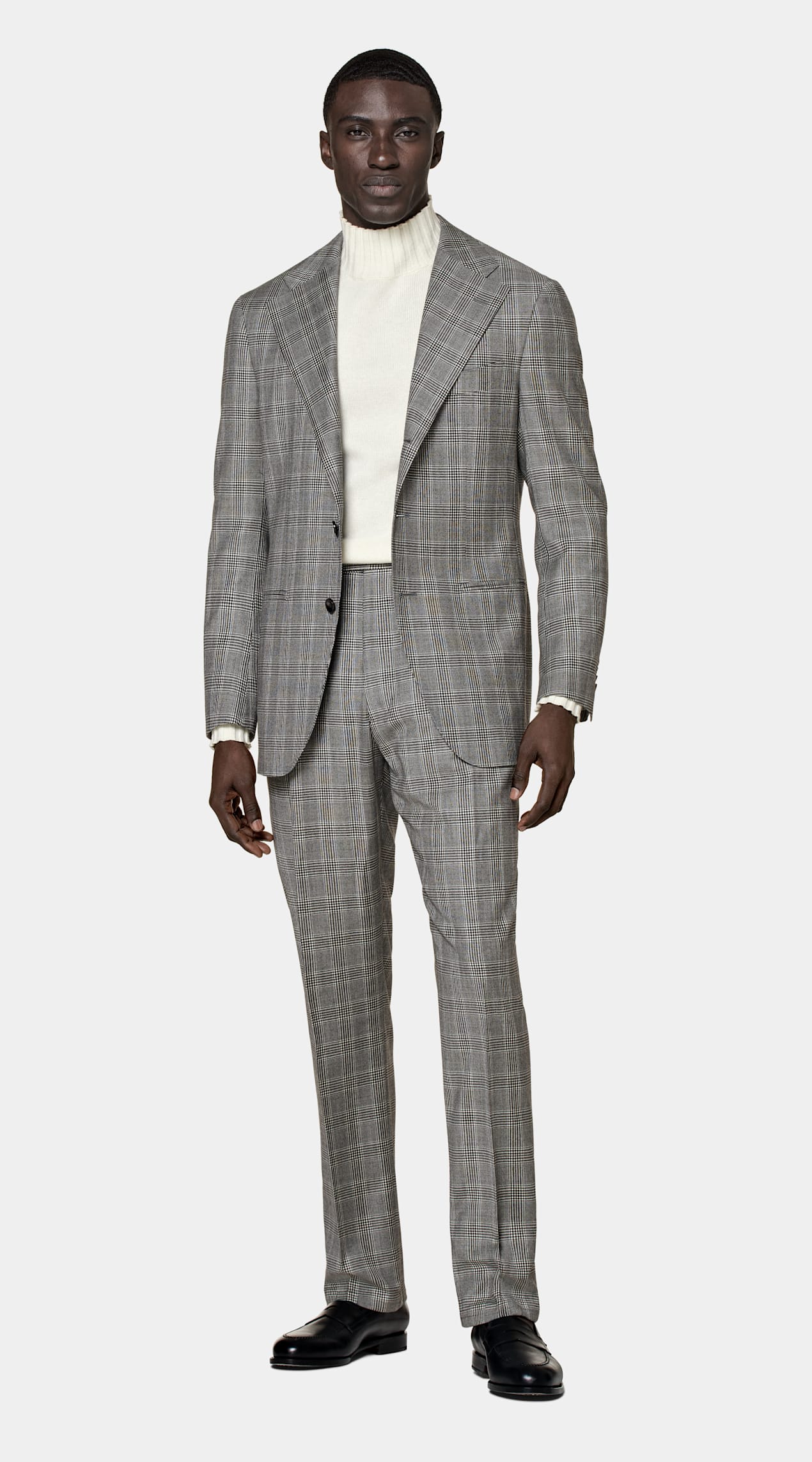 Costume Roma coupe Relaxed gris moyen à carreaux