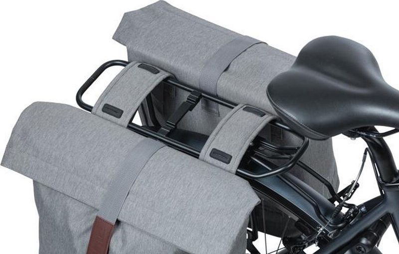 Basil City Dubbele Fietstas - Grijs Melee - 32 Liter