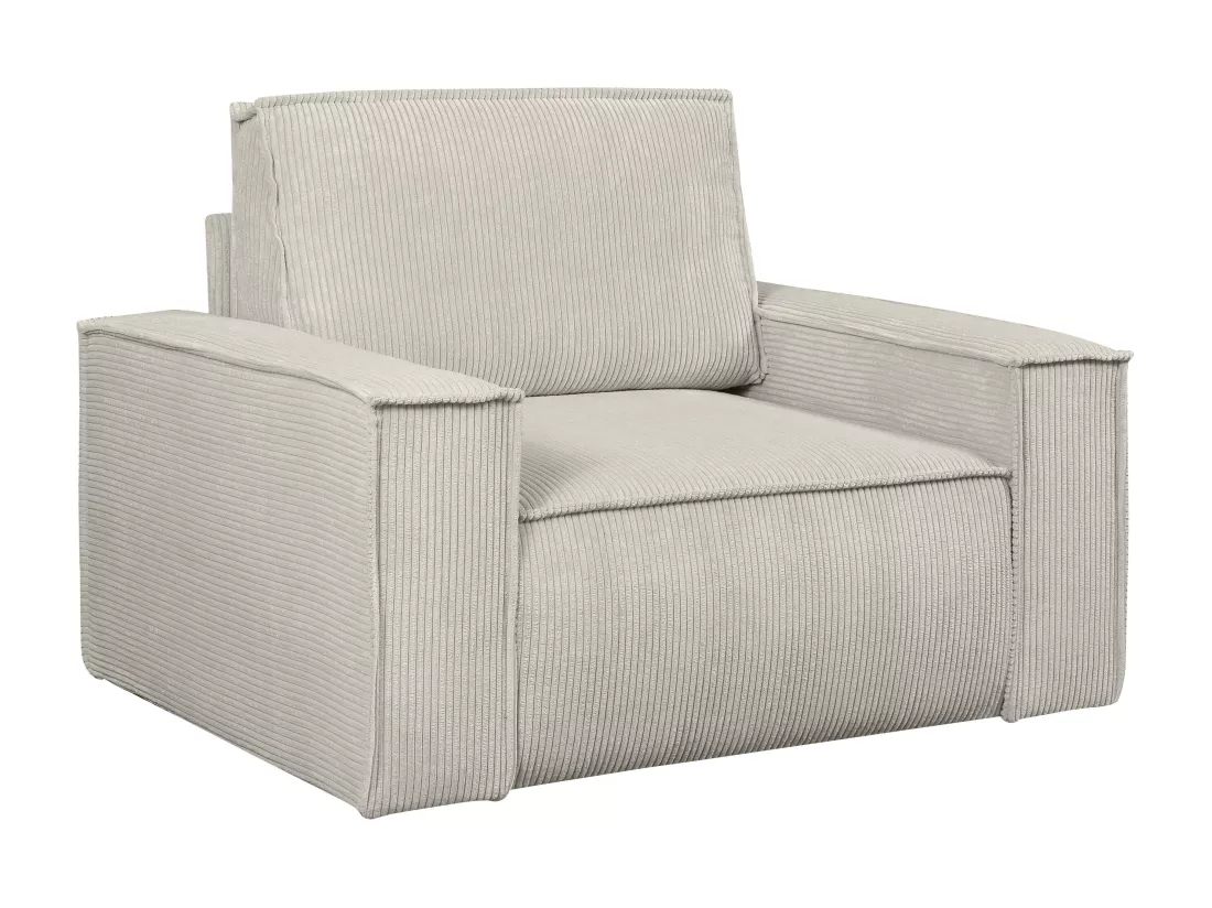 Fauteuil en velours côtelé beige AMELIA