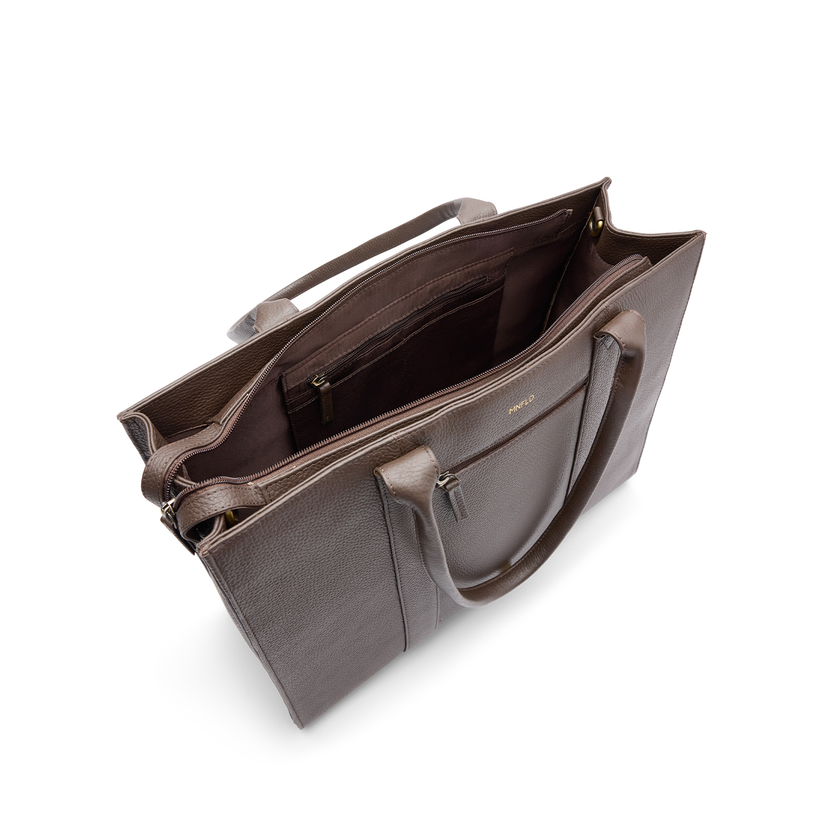 18 inch donkerbruine leren shopper