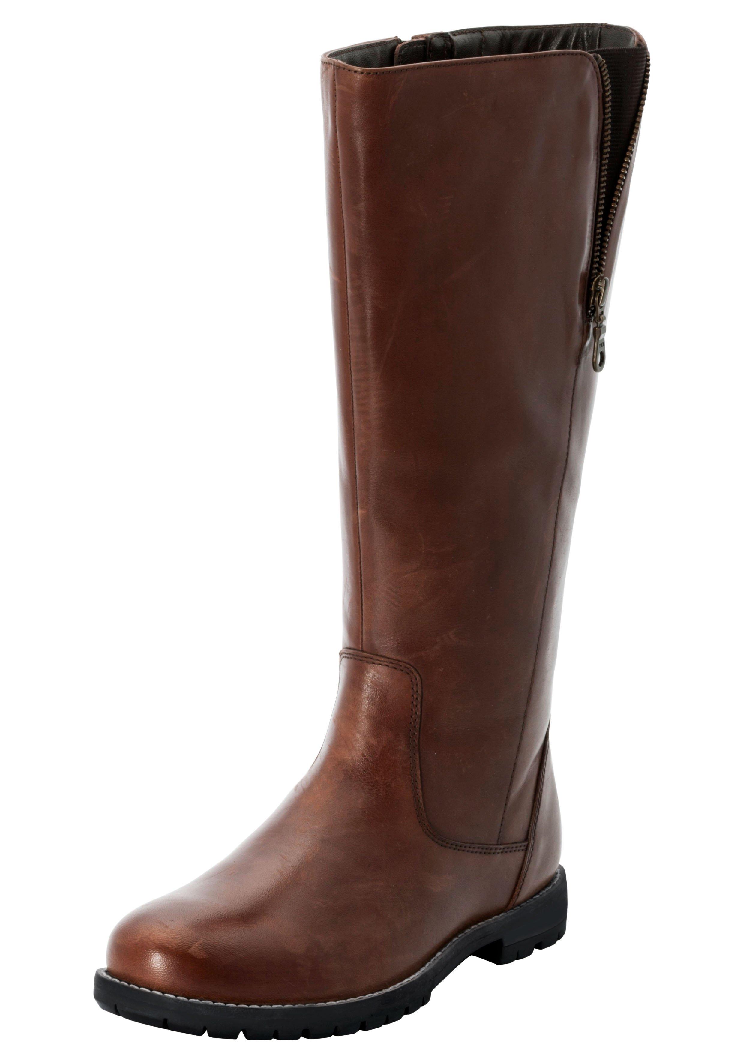Weitschaftstiefel aus Leder mit Zierreißverschluss