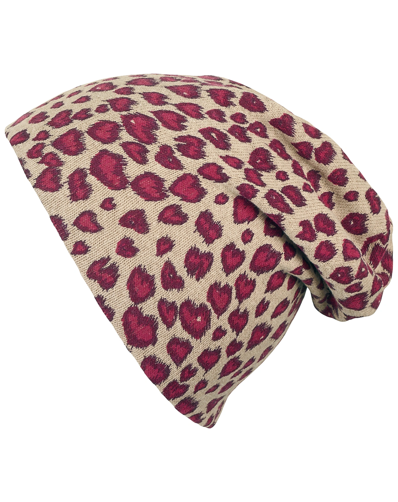 Beanie SLOUCH PINK HEARTS in beige