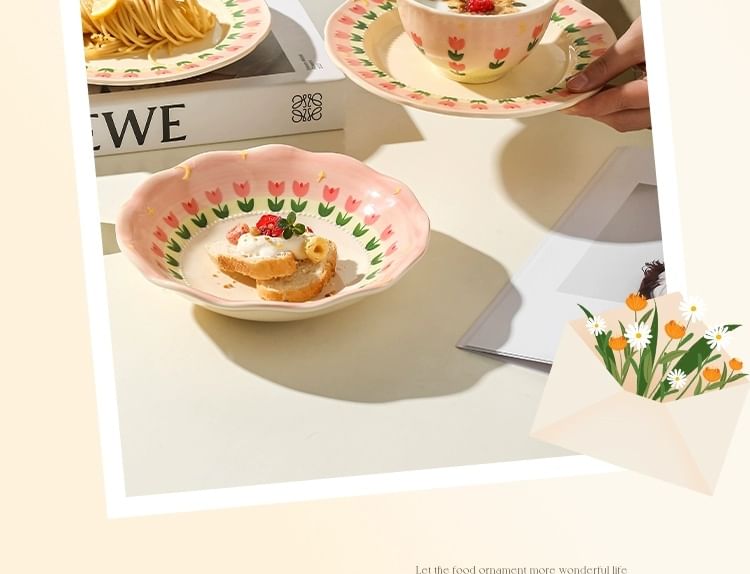 Kawa Simaya - Keramiek bord / kom / mok met bloemenprint (diverse ontwerpen)