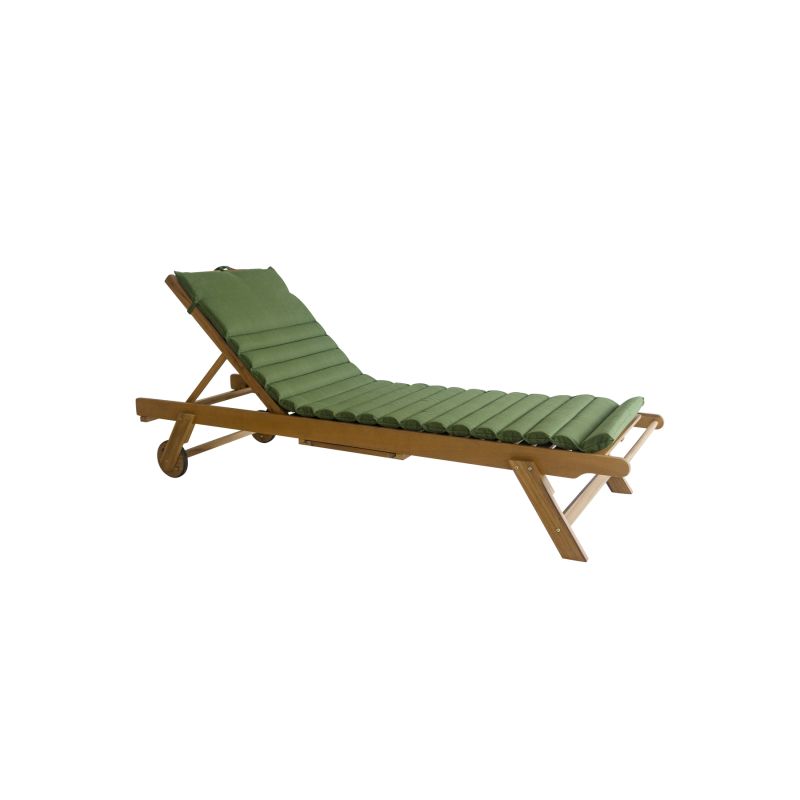 Bain de soleil mola en bois d'acacia fsc avec matelas ondulo vert