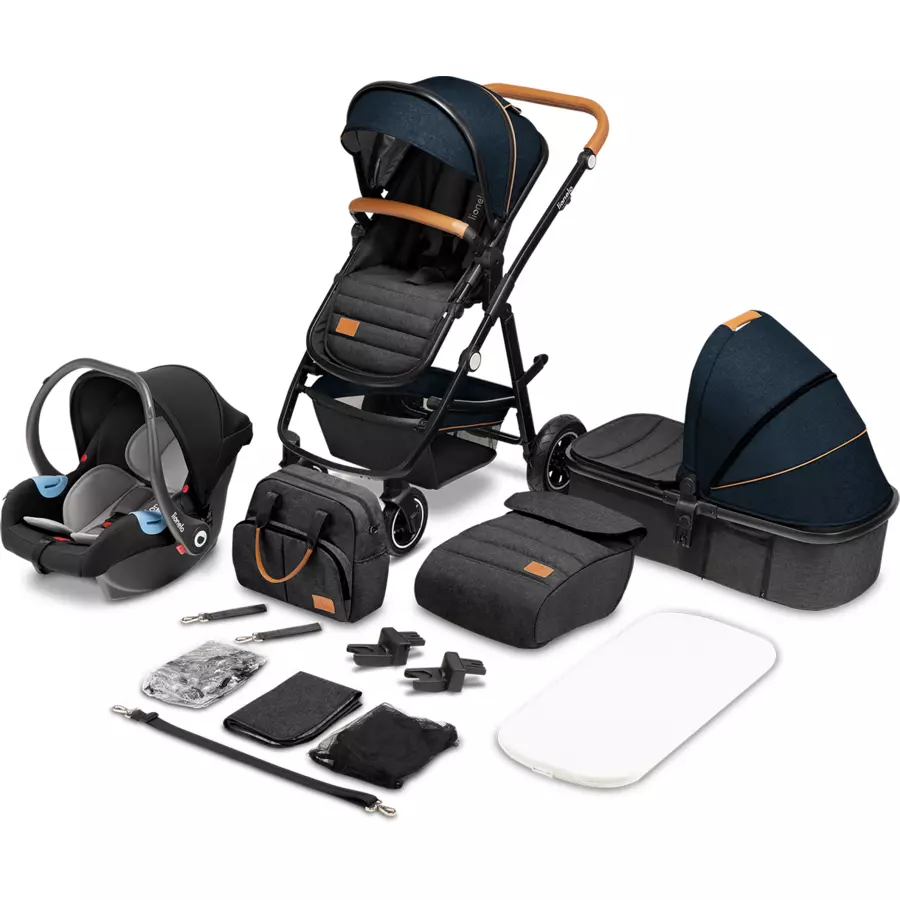 lionelo Kombikinderwagen Amber 3 in 1 Blue Navy