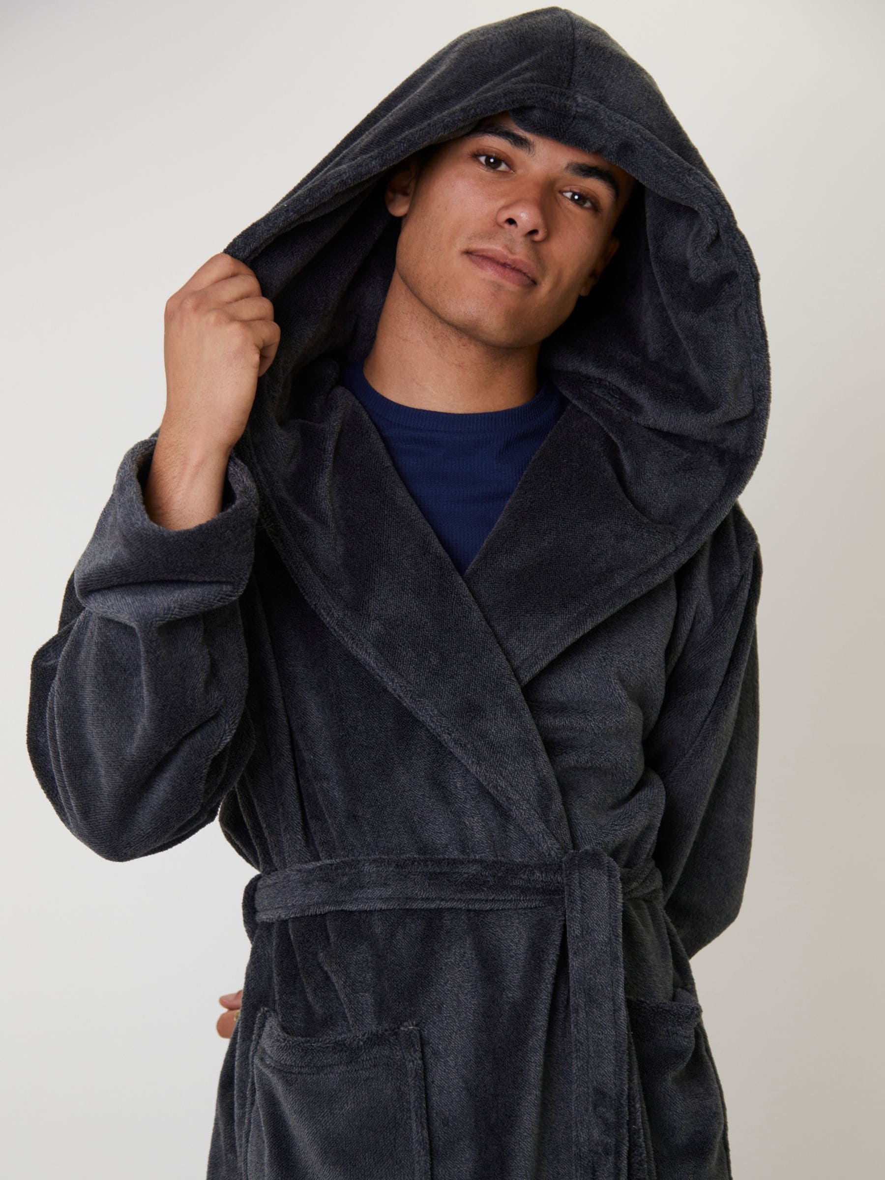 Loungeable Textured Hooded Mens Dressing Gown