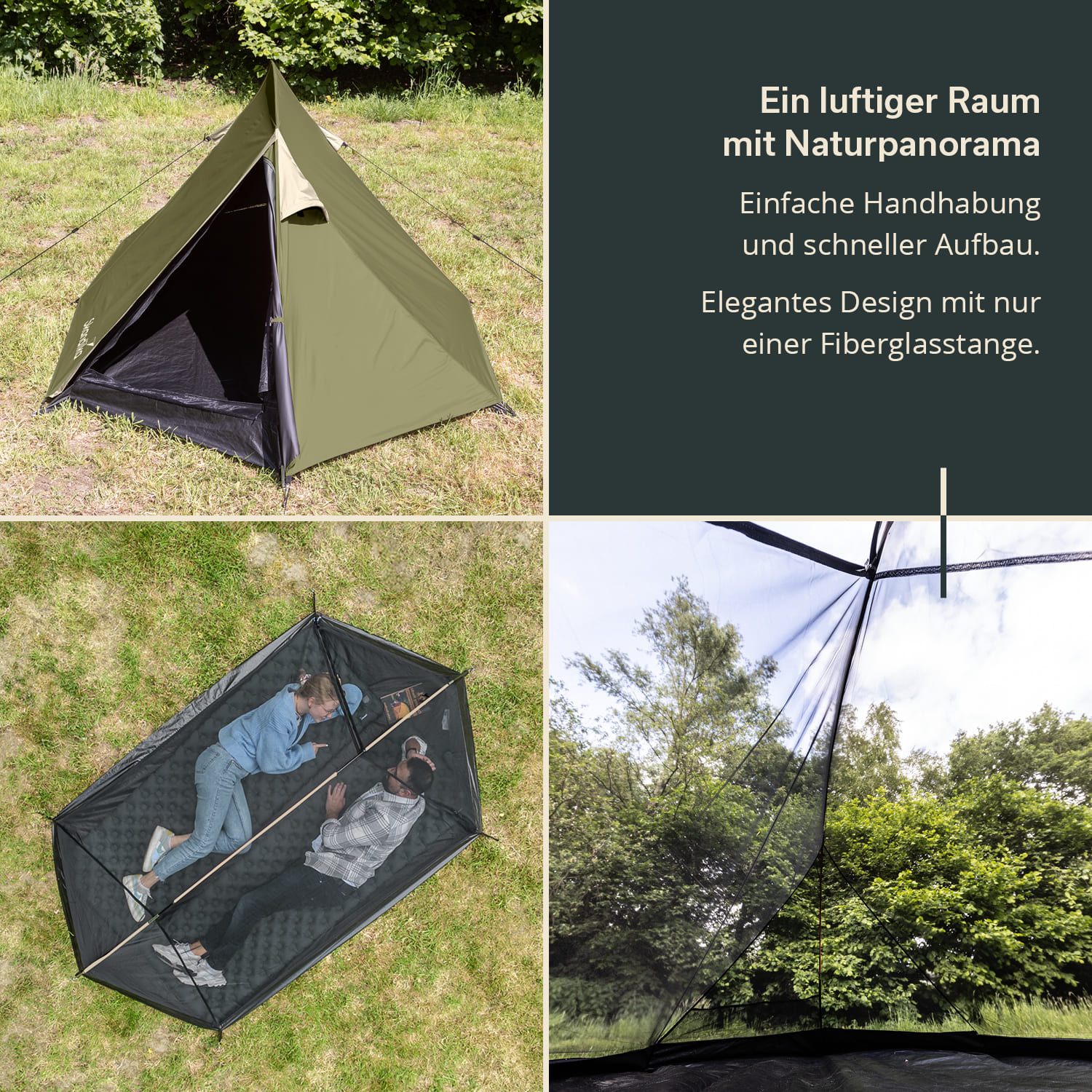 Skandika Hemus 2 Sleeper trekkers­tent - donkere slaapcabine