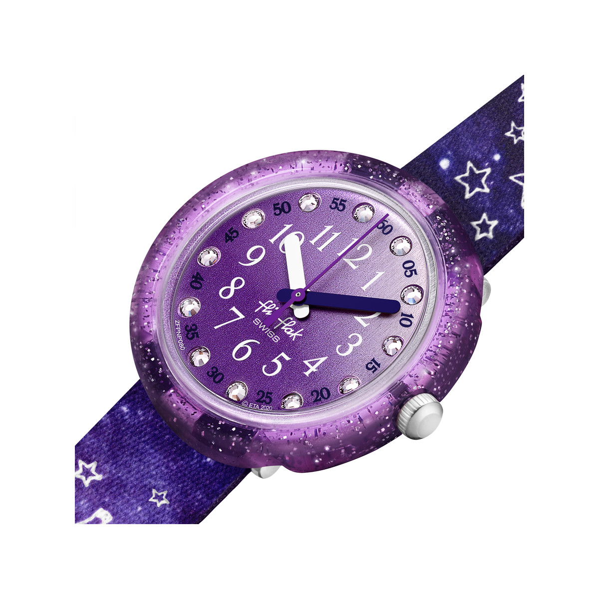 Montre FLIK FLAK  goes wild enfant plastique biosourcé bracelet PET recyclé violet