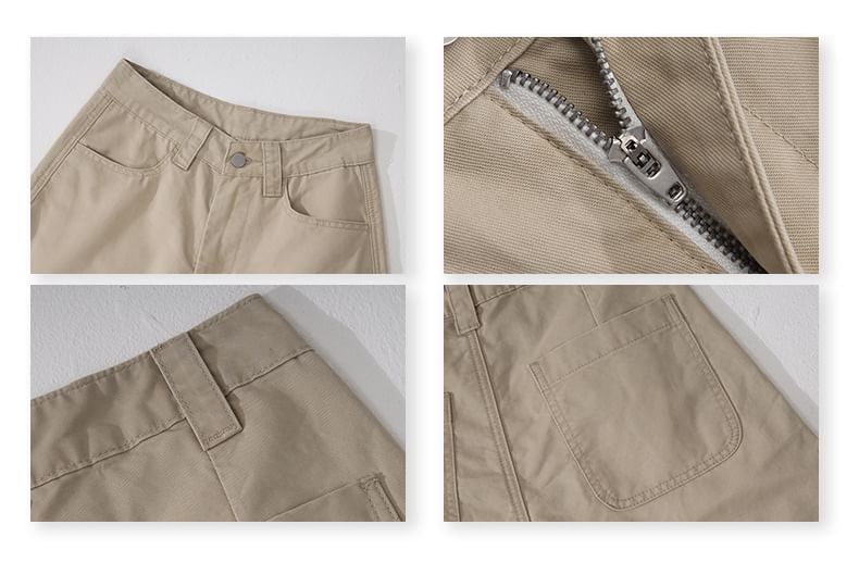 Faiar - Hoge taille, effen, wijde cargoshorts