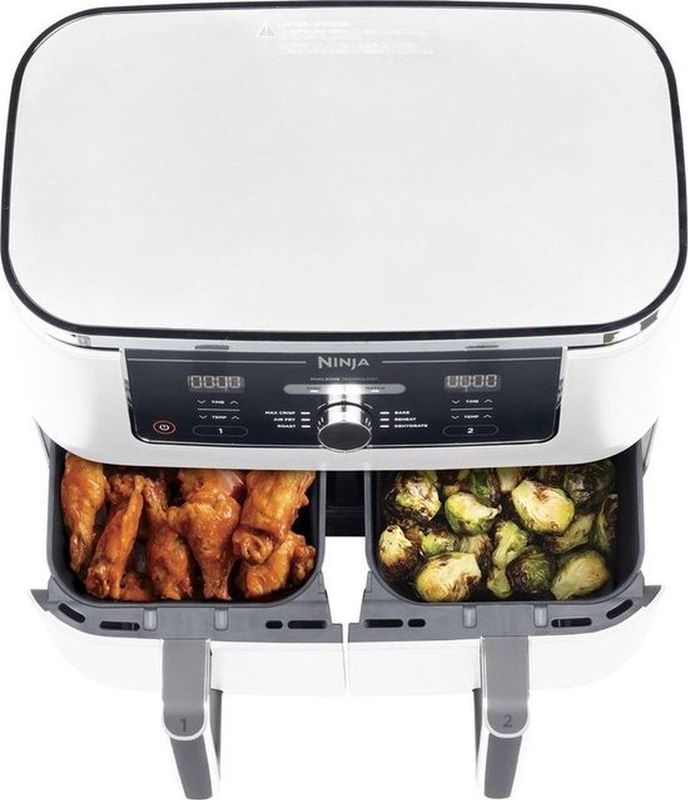 Ninja Foodi AF400EUWH Limited Edition Dubbele Airfryer XXL - Twee Kookvakken - 9.5 Liter - 2470 Watt - Dual Zone Technologie