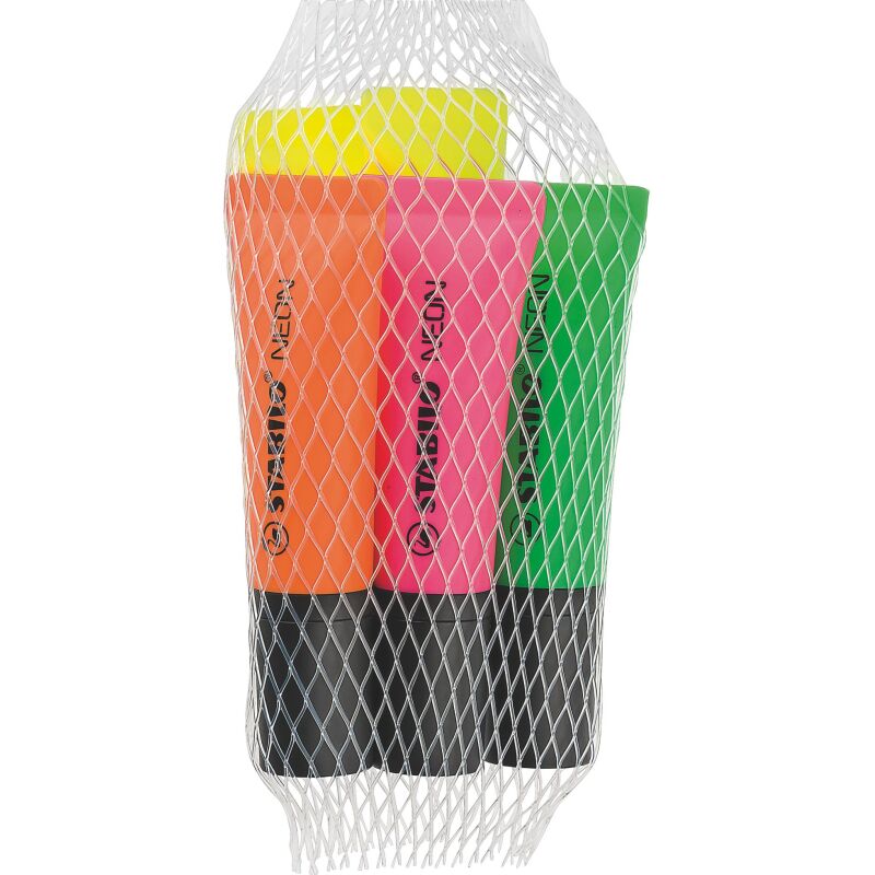 Surligneur Stabilo Néon couleurs assorties- Pochette de 5