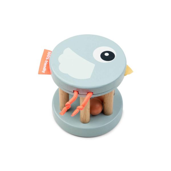 Done By Deer Birdee Houten Rammelaar Roller - Blue