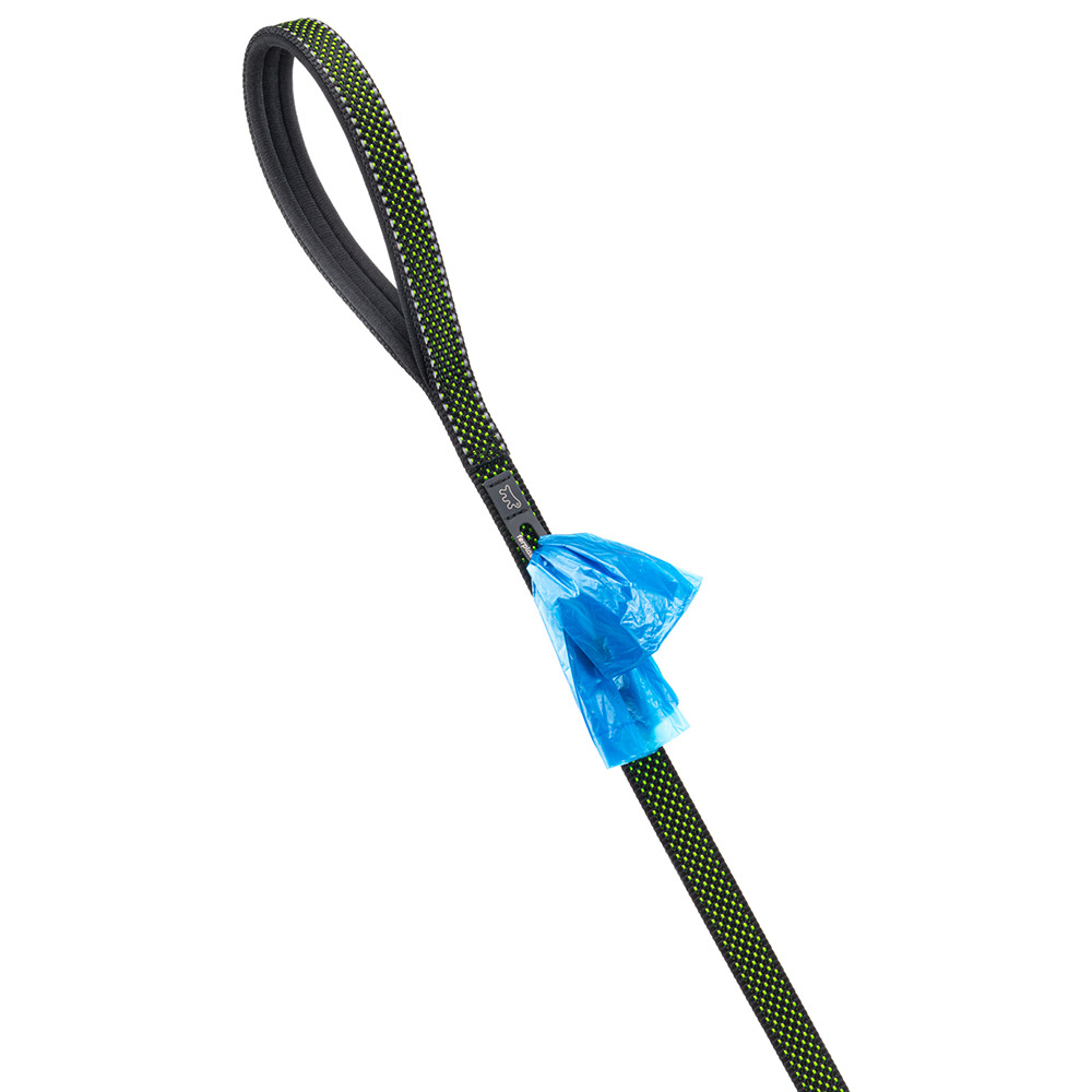 Laisse réfléchissante pour chiens daytona deluxe g15/120, support sachets hygieniques, poignée rembourrée, noir-vert