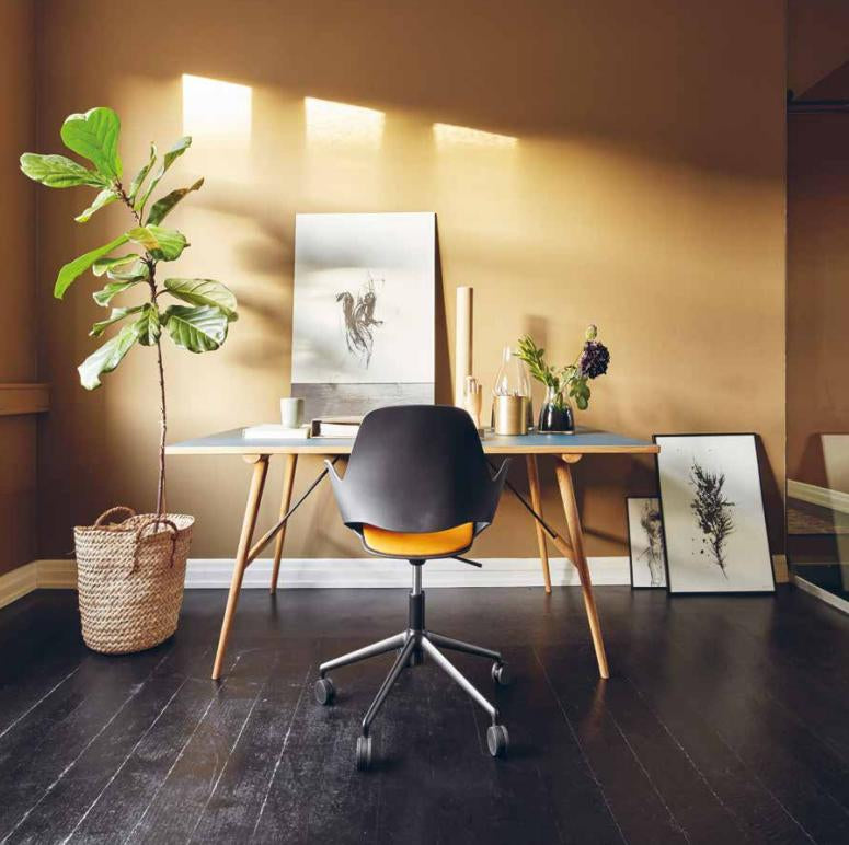 Falk bureaustoel gestoffeerd dark yellow
