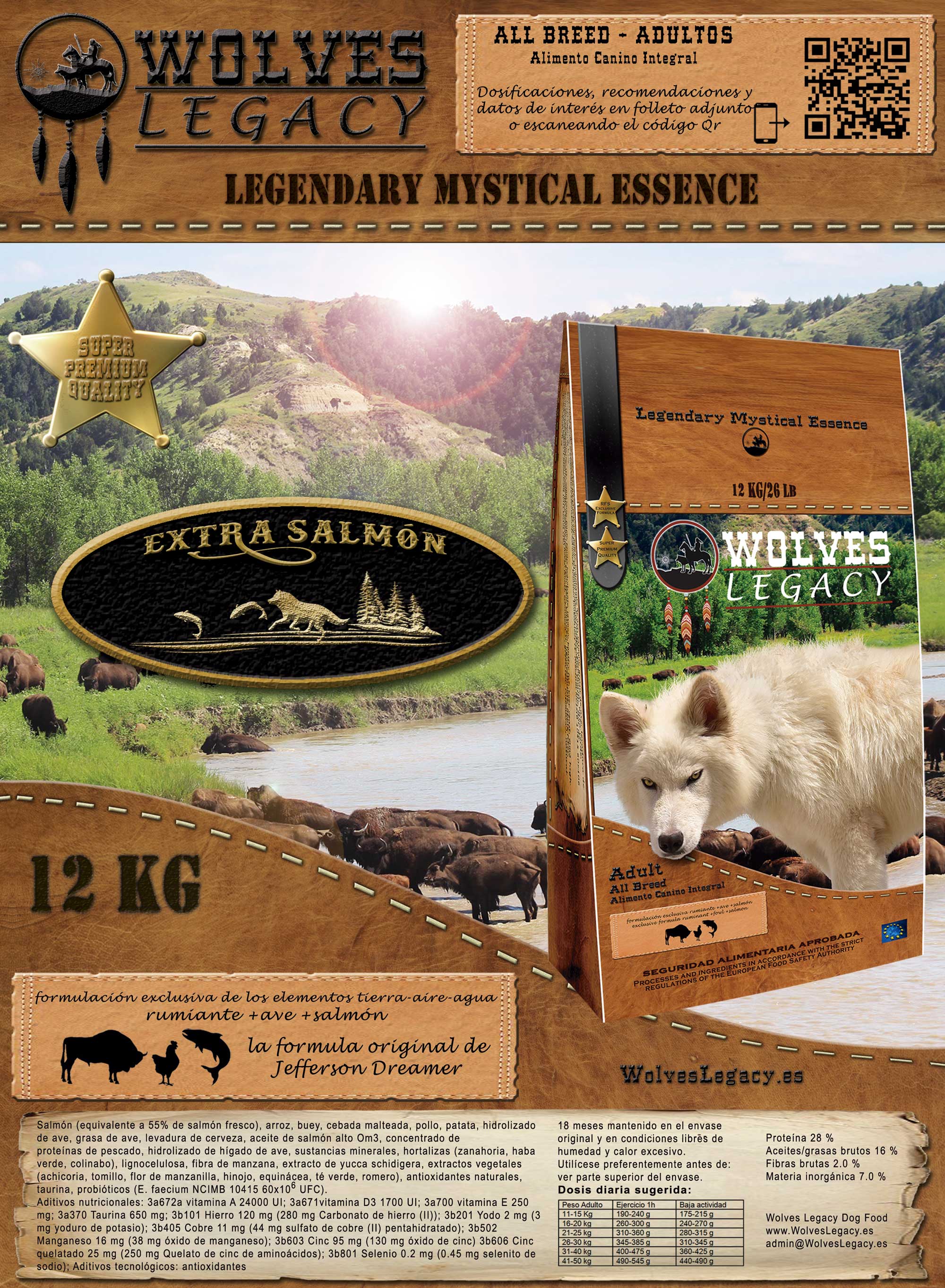 Salmão Wolves Legacy Extra Adulto - Todas as Raças x 12 Kg