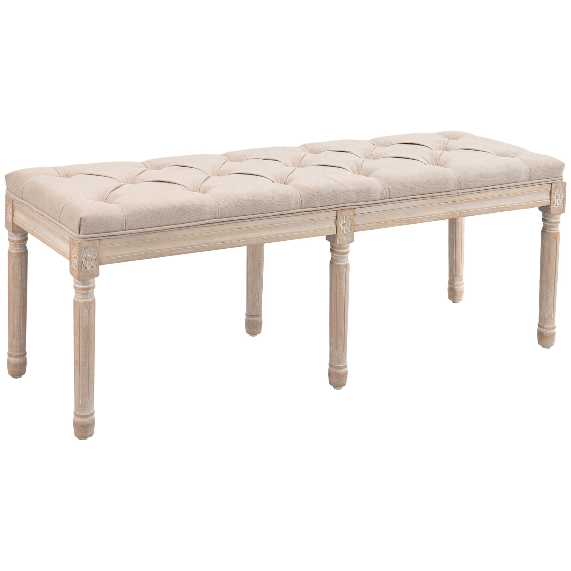 HOMCOM Bettbank mit Knopfheftung grau 117L x 40B x 48H cm