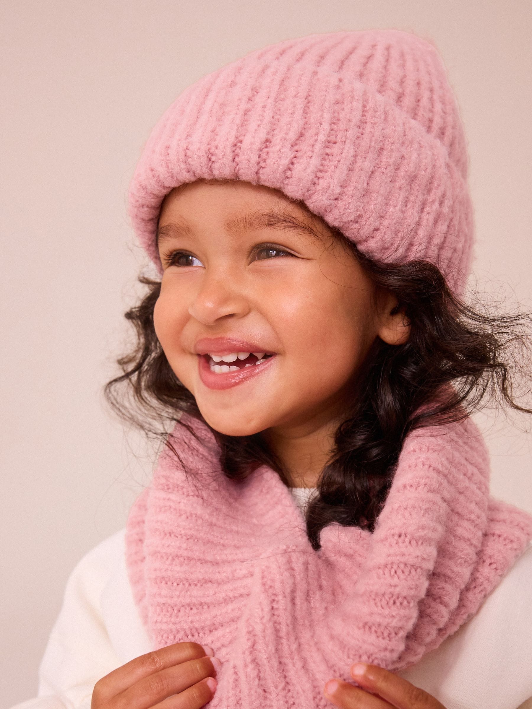 Roze - Chunky ribgebreide colsjaal (1-16jr)