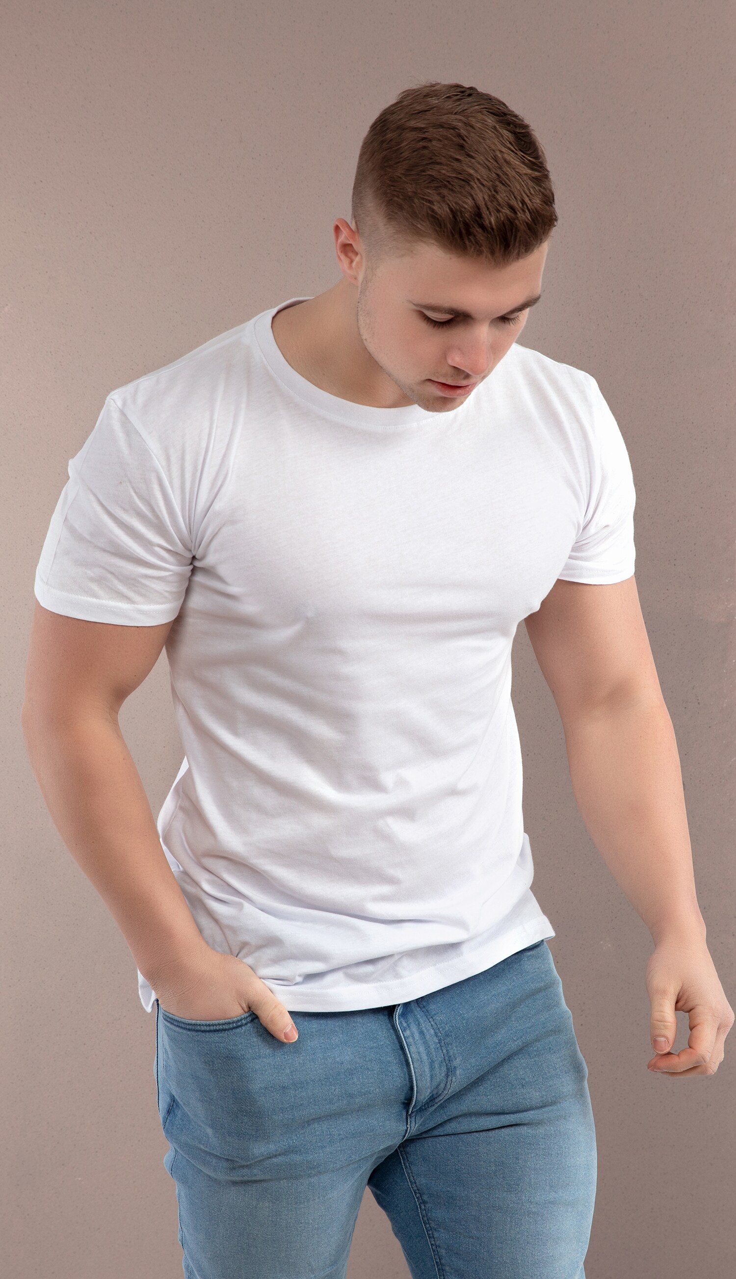 Paolo Renzo® Rundhals T-Shirt 2 Stück - Größe M - Weiß