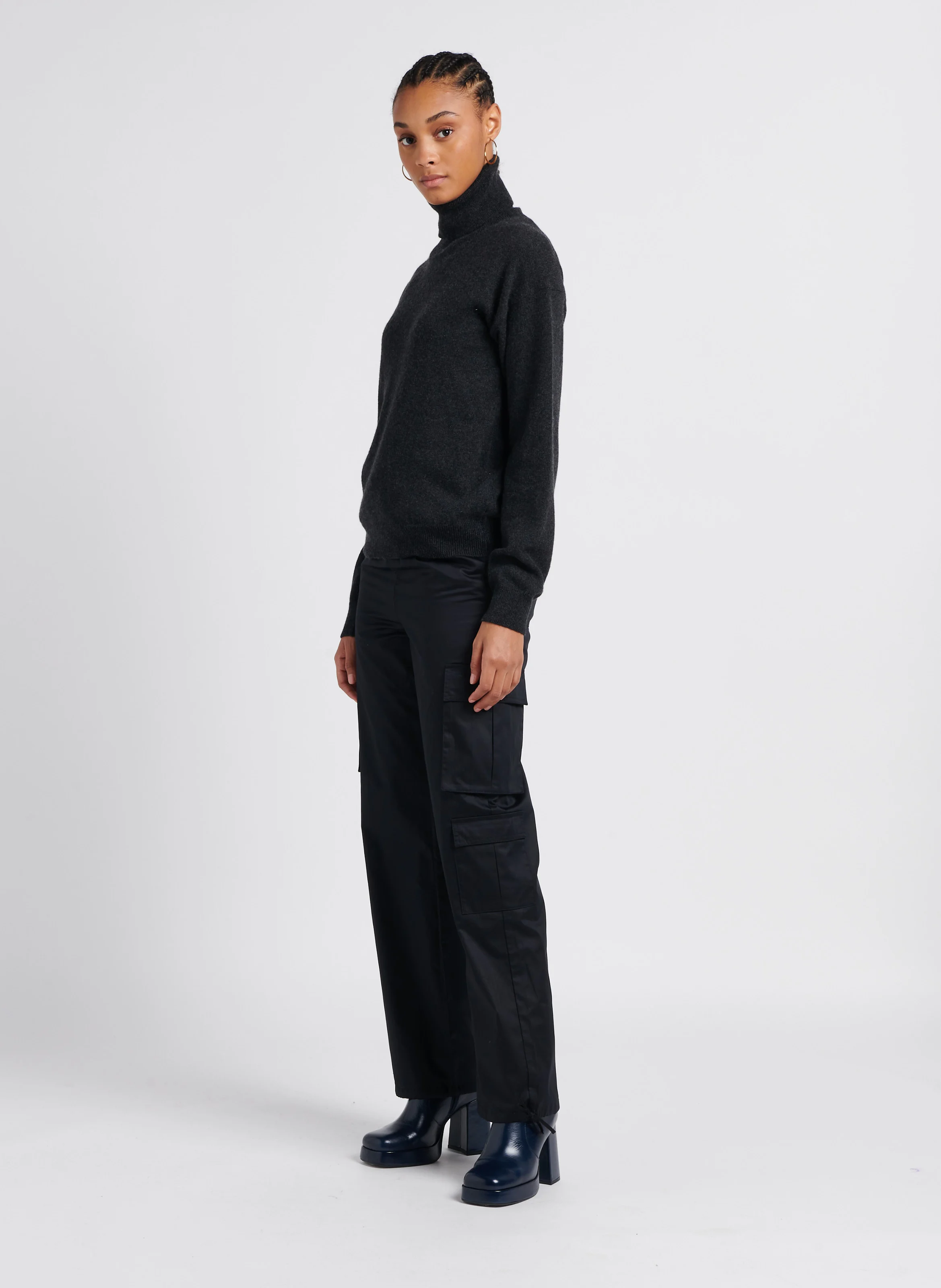 SORGE - Pull col rouléen cachemire | Gris