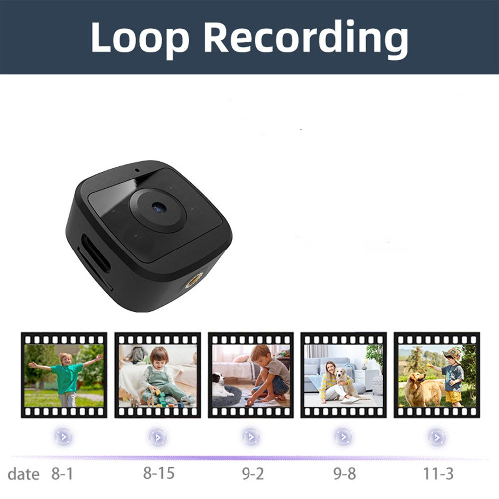 Mini WiFi IP Kamera HD 720p Infrarot LED's Nachtsichtfunktion mit Micro SD Kartenslot   Halterung iOS/Android - Schwarz