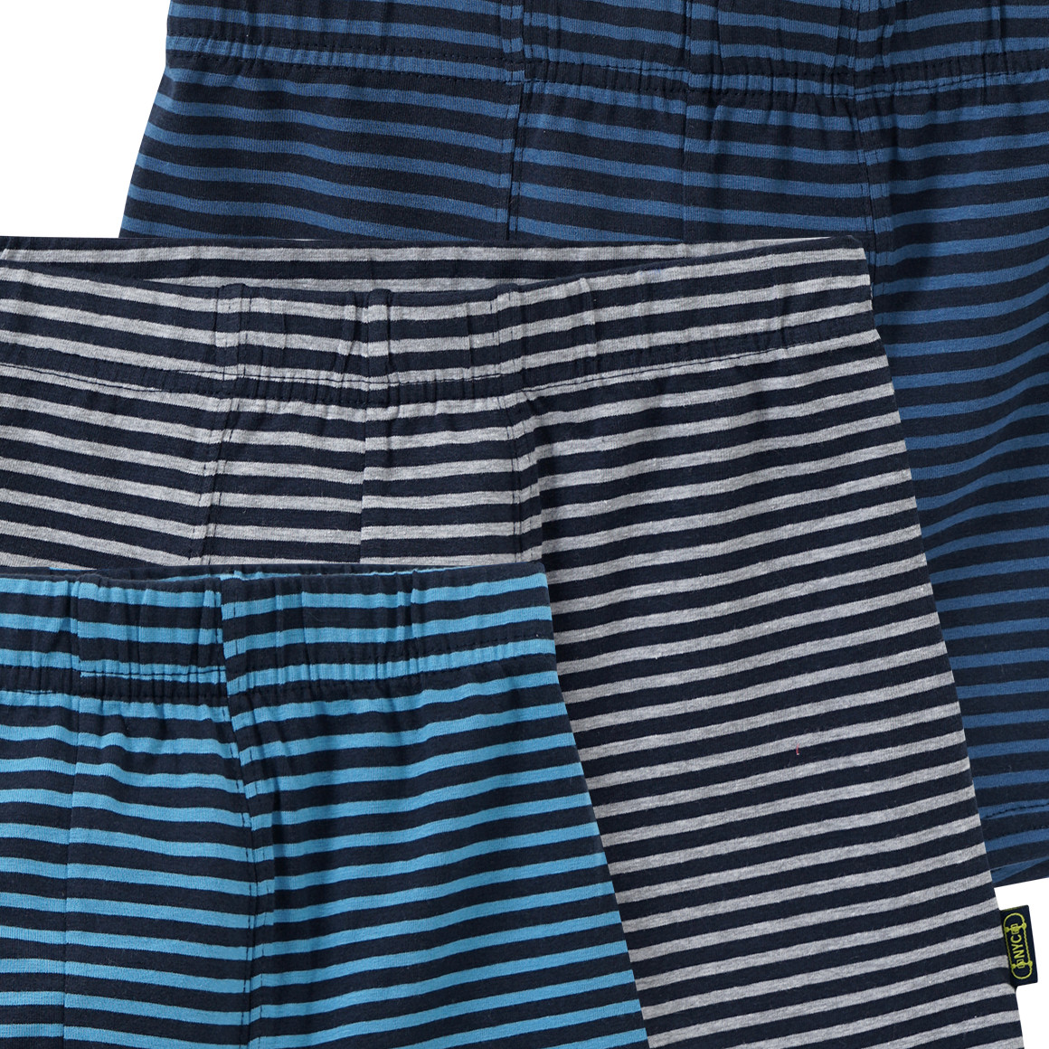 Yigga 3 Jungen Boxer im Ringel-Look dunkelblau / hellblau / hellgrau
