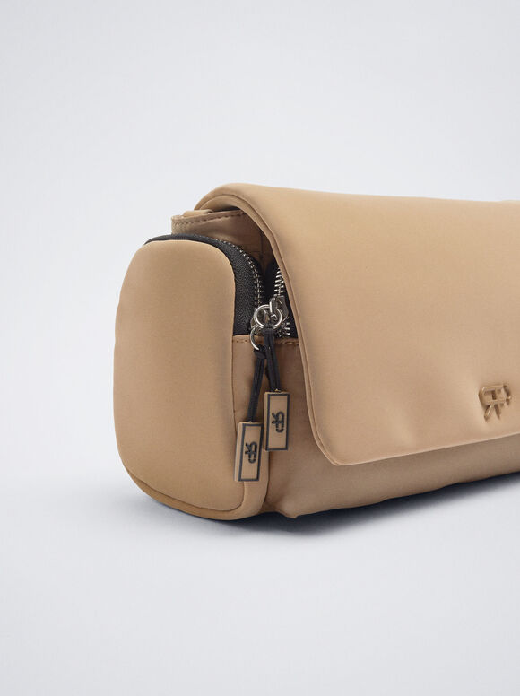 Bolsa transversal de nylon - cor camelo
