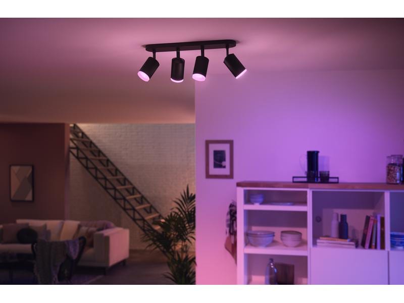 Philips Hue White & Color Ambiance Fugato 4er-Spot Schwarz 4er-Spot mit Weisstönen und mehr als 16 Millionen Farben