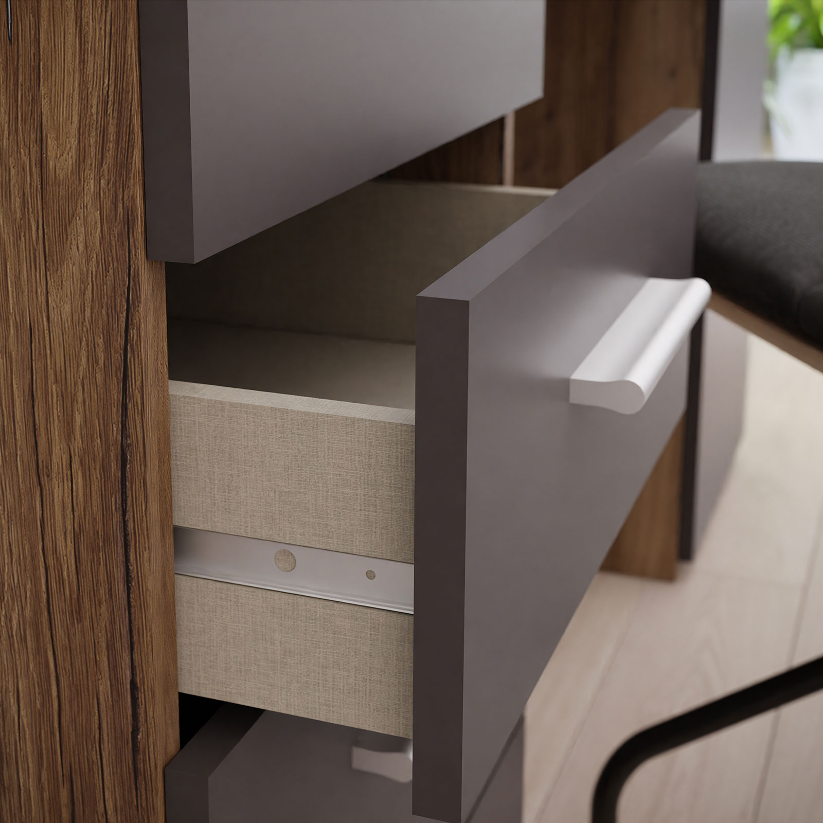 Schreibtisch - Eiche-grau - 145 cm breit