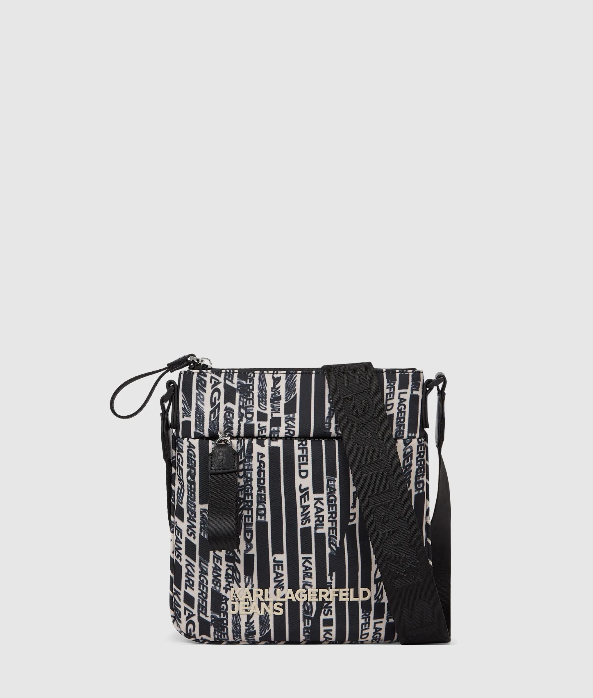 Nylon crossbodytas met lineair logo