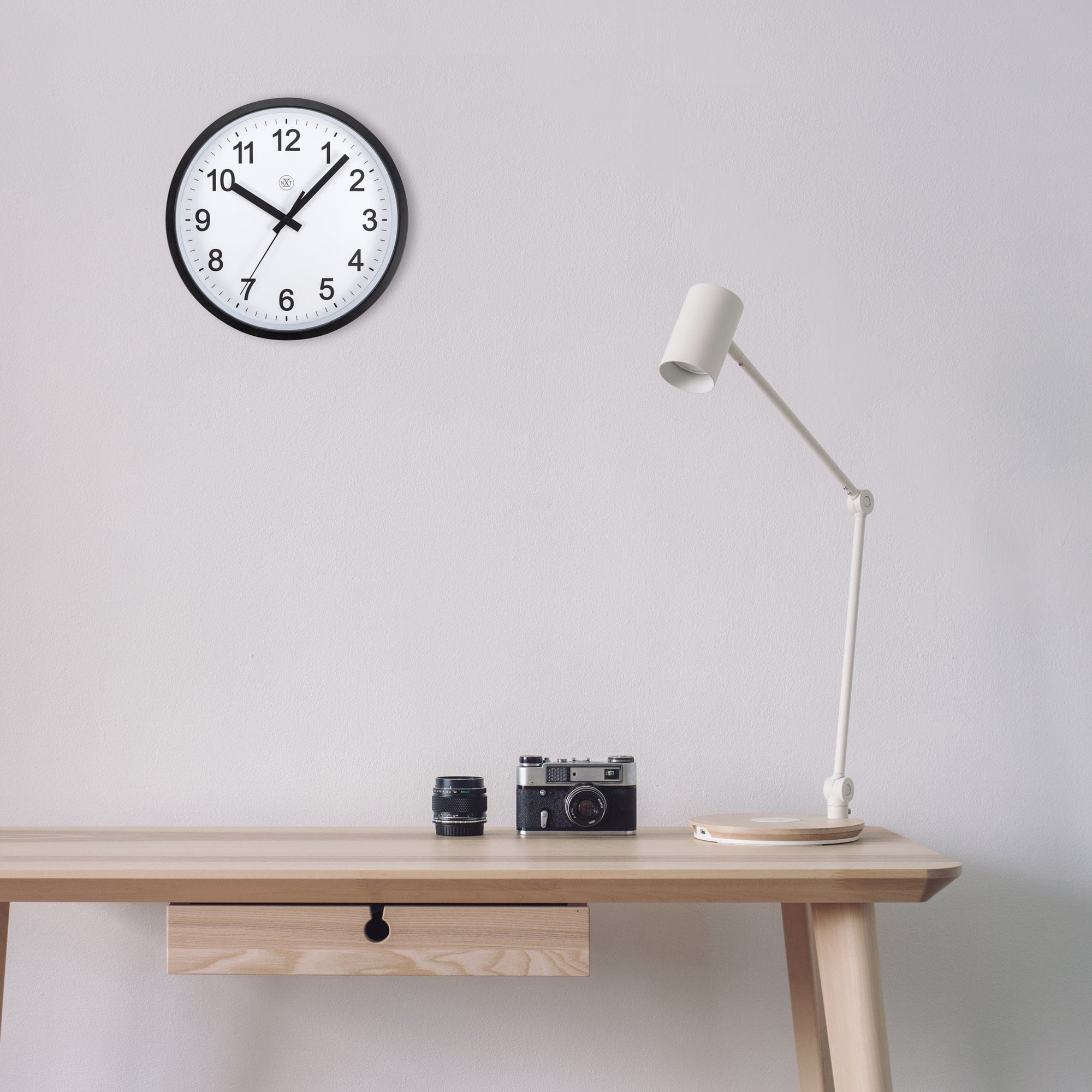 NeXtime - Wandklok 25.5cm-Stil-Zwart|Wit-Plastic-nXt 