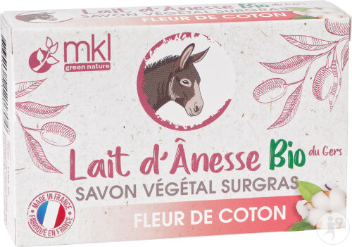 MKL Green Nature Lait D'Ânesse Du Gers Savon Végétal Surgras Fleur De Coton Bio 100g