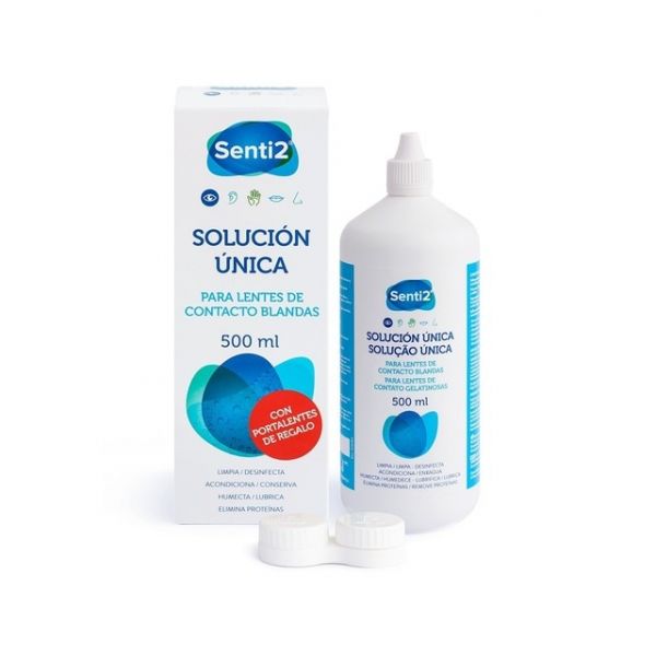 Senti2 Única Solução com Ácido Hialurónico   Porta-Lentes 500ml
