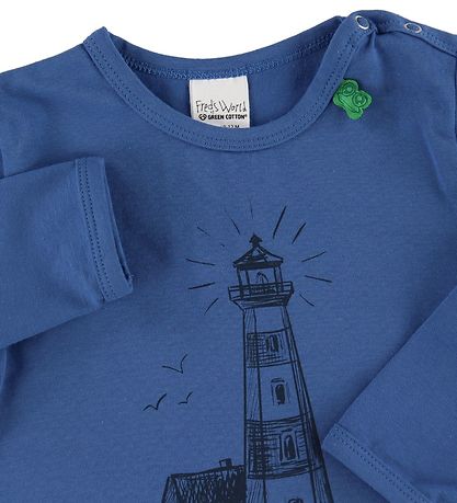 Freds WoRød Bluse - Ocean Lighthouse - Blå