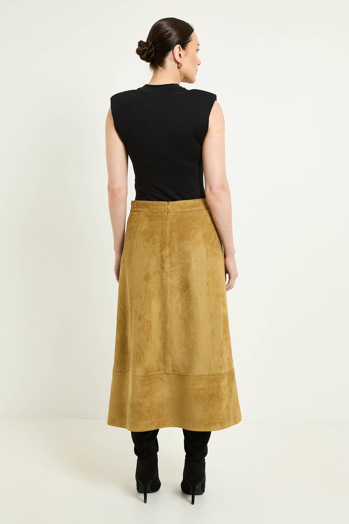 Wallis Jupe Midi En Synthétique Avec Détails De Coutures