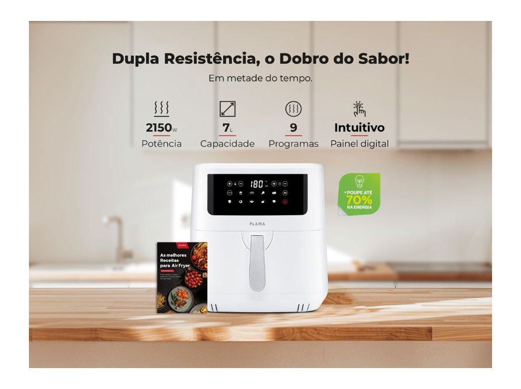 FRITADEIRA SEM ÓLEO AIRFRYER FLAMA 691FL BRANCO 7.5L DIGITAL