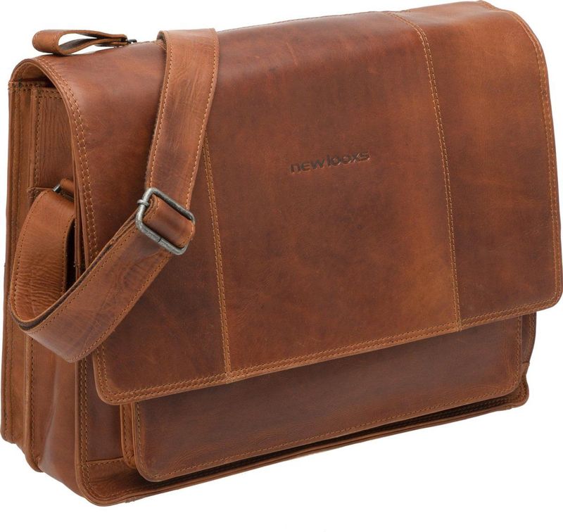 New Looxs Fellini Laptoptas Fietstas - Leer - 15 Inch Laptopvak - 18 Liter - Cognac