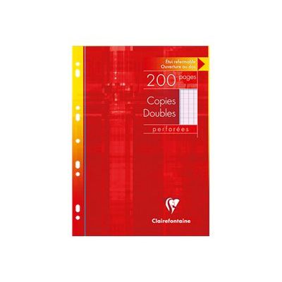 Clairefontaine - copies doubles - 200 pages - A4 - grands carreaux (Seyes) - perforées