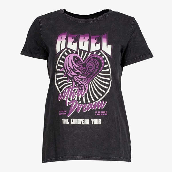 TwoDay dames T-shirt zwart met opdruk