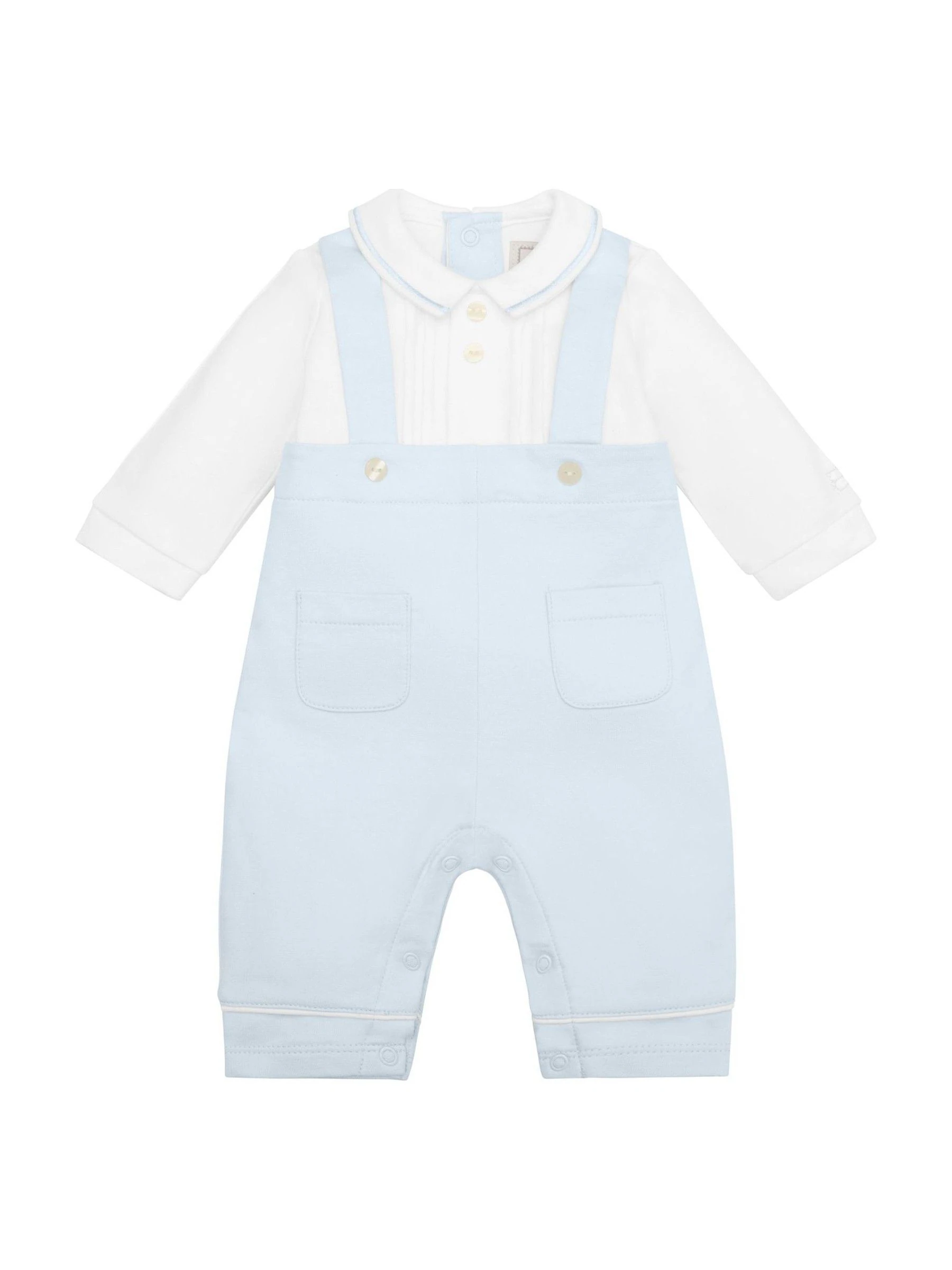 Emile Et Rose Blue Kingsley 2 In1 Dungaree With Braces Pockets & Pleats