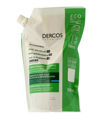 Vichy Dercos Anti-Dandruff Dermatological Shampoo Normal to Oily Hair Refill 500ml