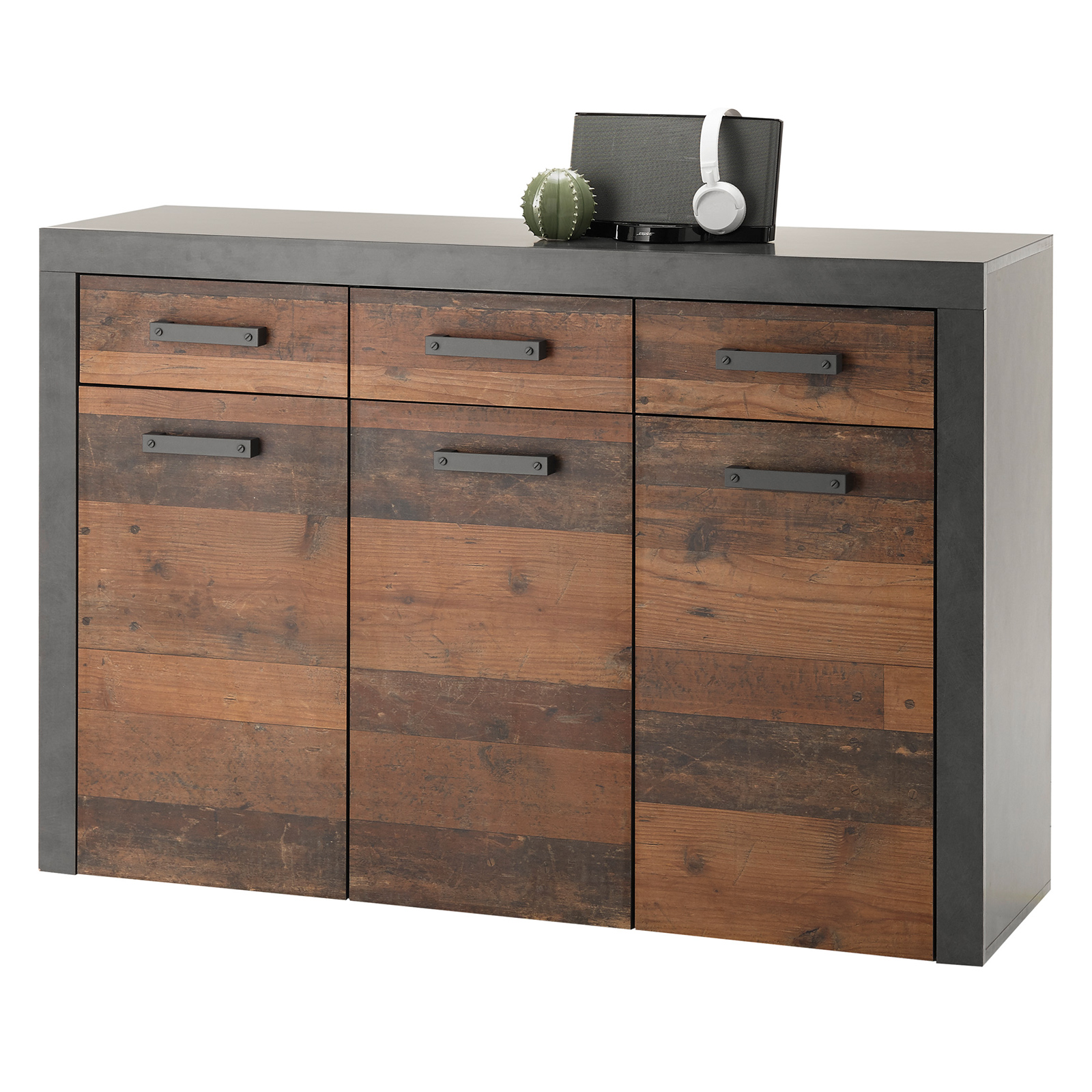 Kommode - Old Wood Vintage - Matera - 3 Türen - 135 cm