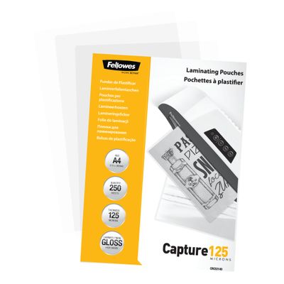 Fellowes - 250 pochettes de plastification A4 (216 x 303 mm) - 125 microns - brillantes