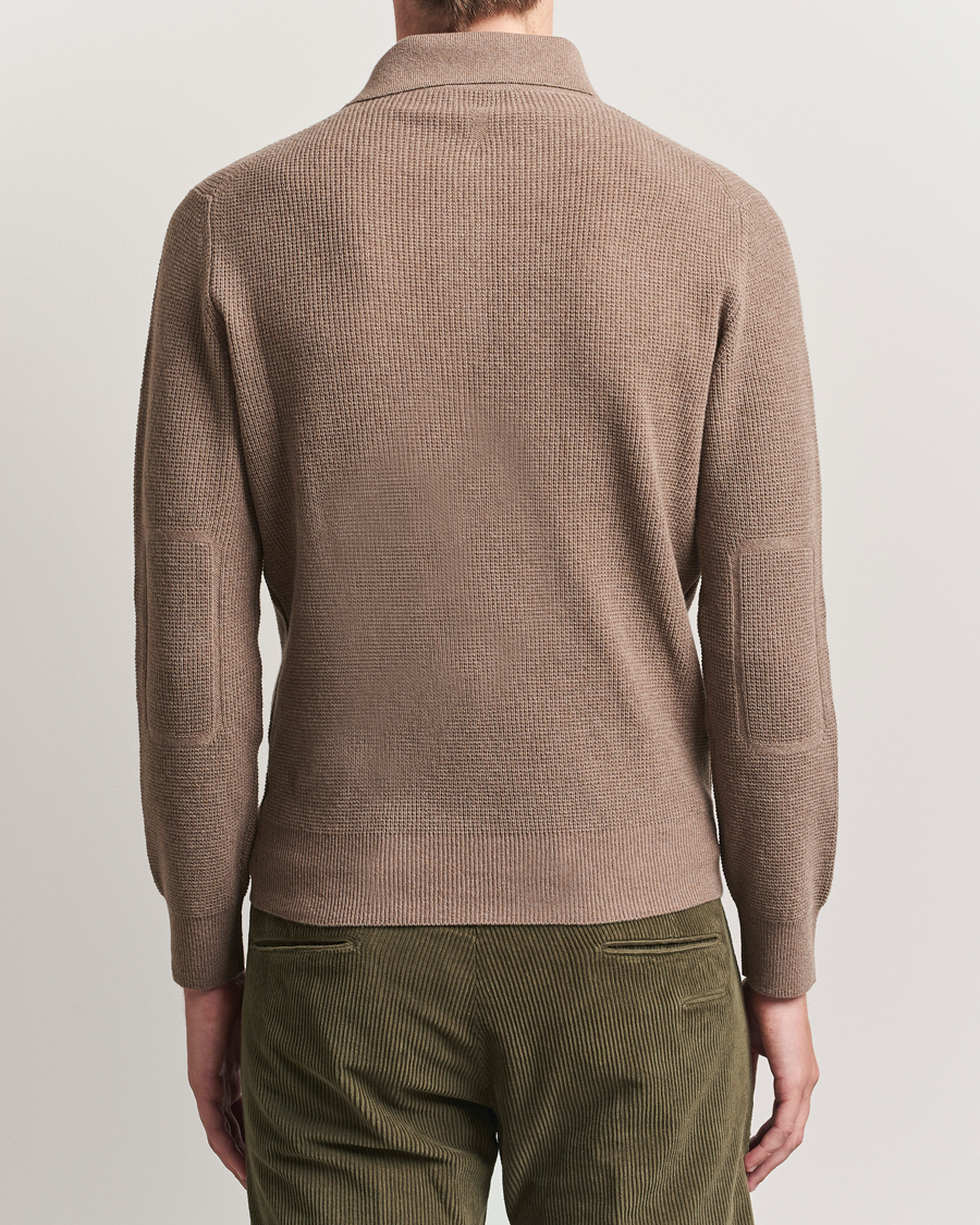 Canali Wool/Cashmere Long Sleeve Polo Brown
