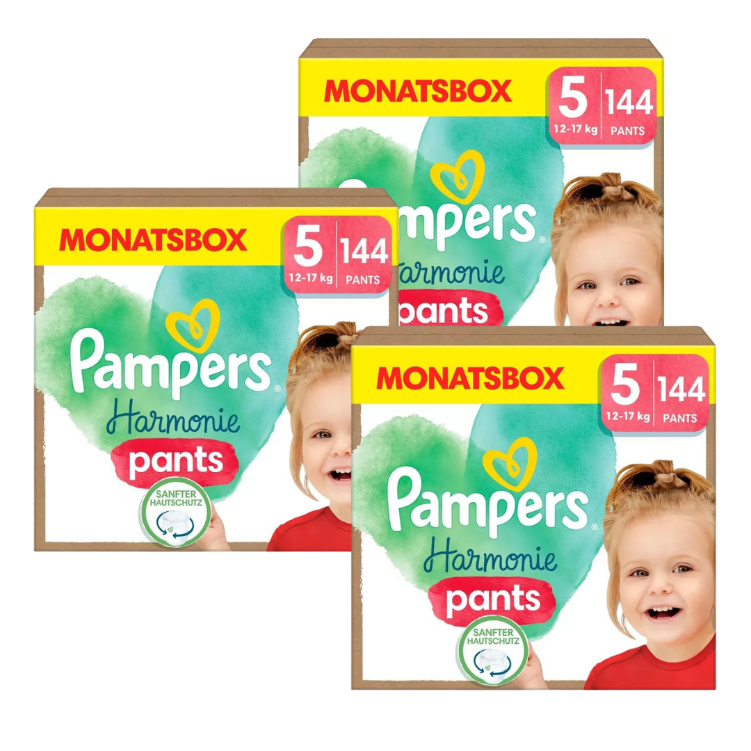 Pampers Harmonie Pants Gr. 5, 12-17 kg, Monatsbox (1x144 Windeln) Set