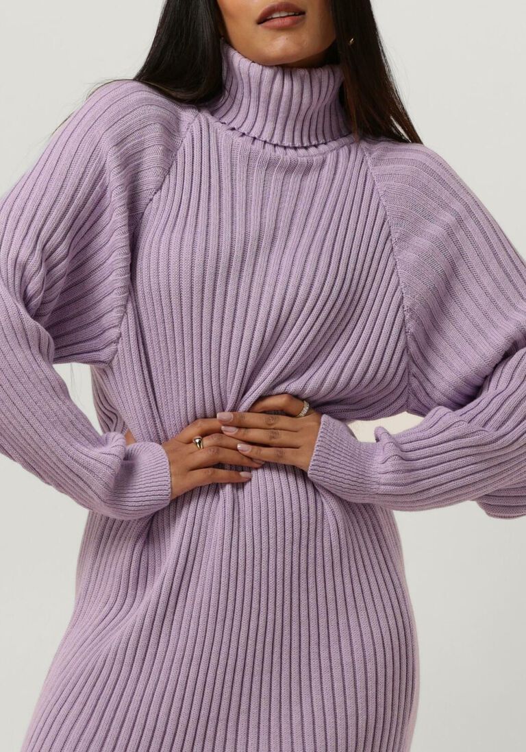 Y.A.S. lila y.a.s. midi jurk yasmavi knit midi rollneck dress