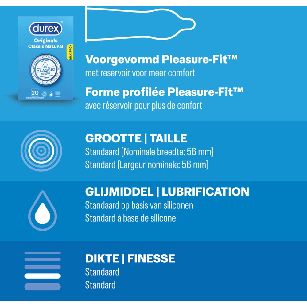 Durex - Classic Natural Condooms 20 stuks, Thin Feel Condooms 20 stuks & Nude No Latex 20 stuks - Pakket