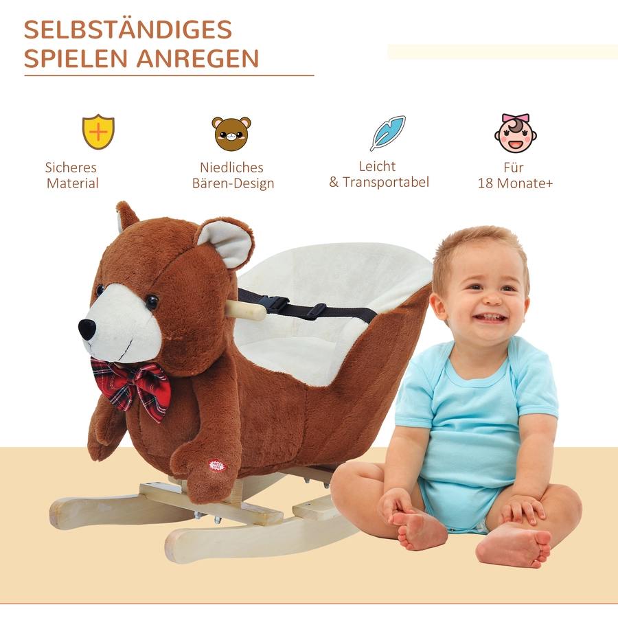 HOMCOM Kinder Schaukelwippe als Bär braun