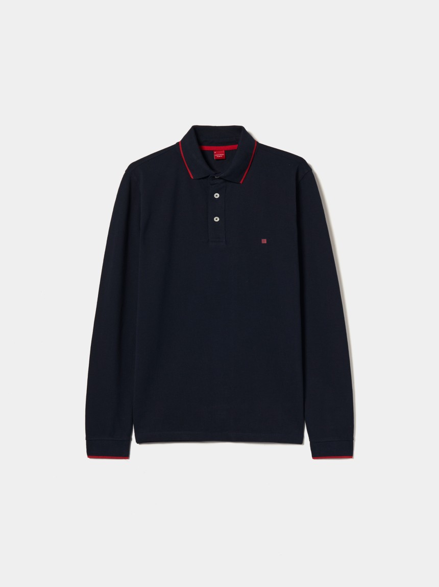 Polo piqué slim fit manga comprida
