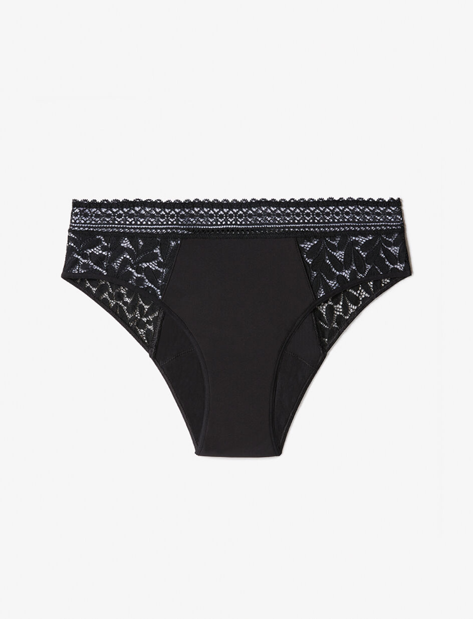Culotte menstruelle taille basse flux moyen - noir