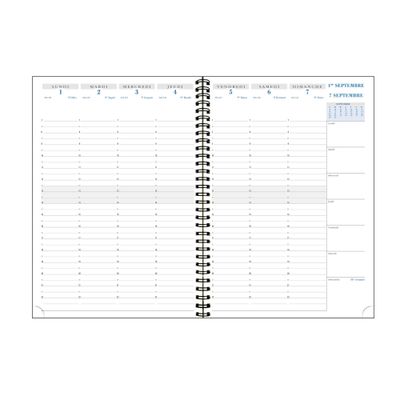 Agenda à spirale Casual - 1 semaine sur 2 pages - 16 mois - 21 x 29,7 cm - bleu foncé - Exacompta